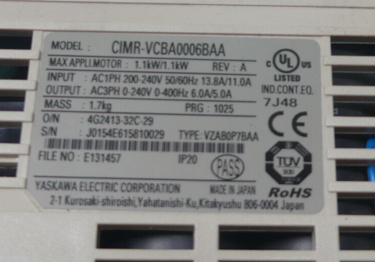 YASKAWA V1000 CIMR-VCBA0006BAA
