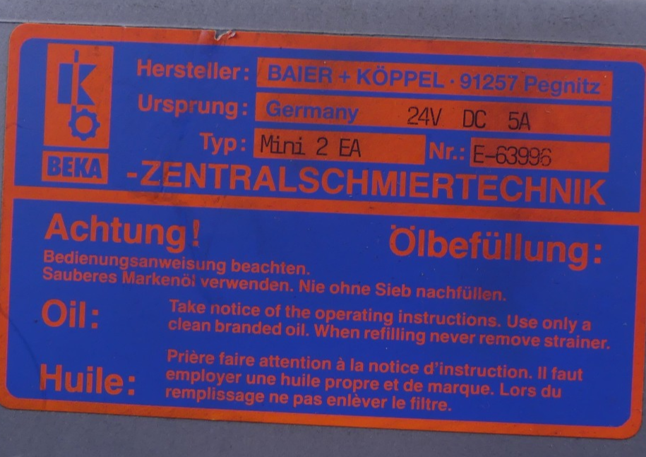 BEKA Zentralschmierung Mini 2 EA 2810-19114408