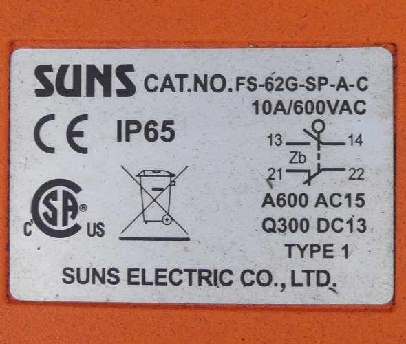 SUNS Electric Fußschalter FS-62G-SP-A-C