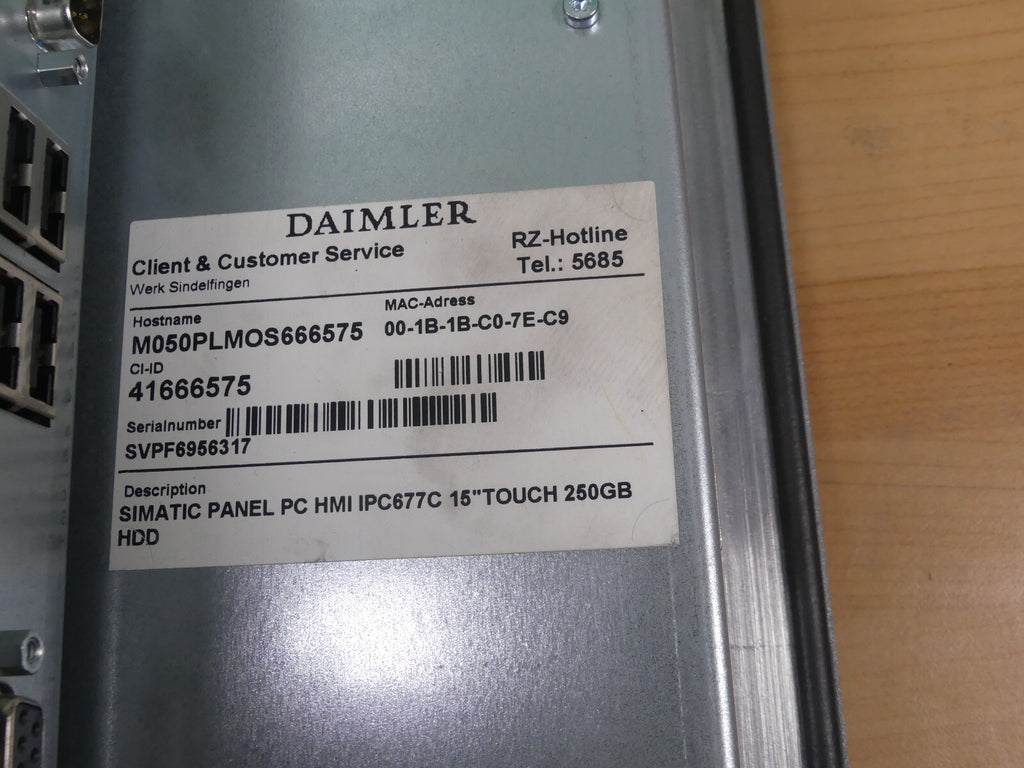 Siemens 6AV7892-0BH60-1BE0  SIMATIC HMI IPC677C  PANEL PC