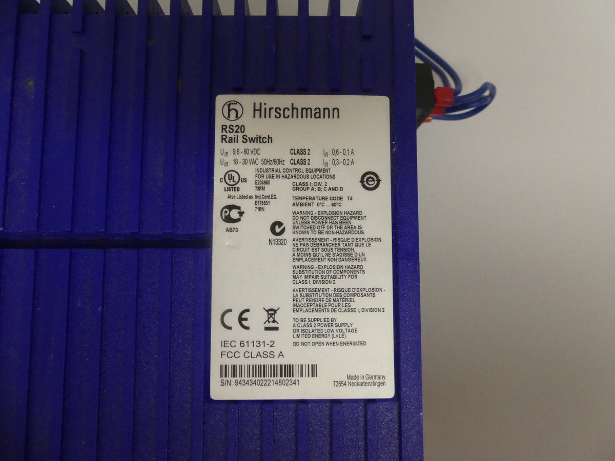 HIRSCHMANN RS20 RAIL SWITCH RS20-0800T1T1SDAPHH07.0.02