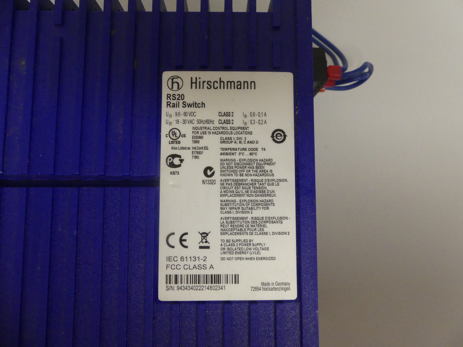HIRSCHMANN RS20 RAIL SWITCH RS20-0800T1T1SDAPHH07.0.02