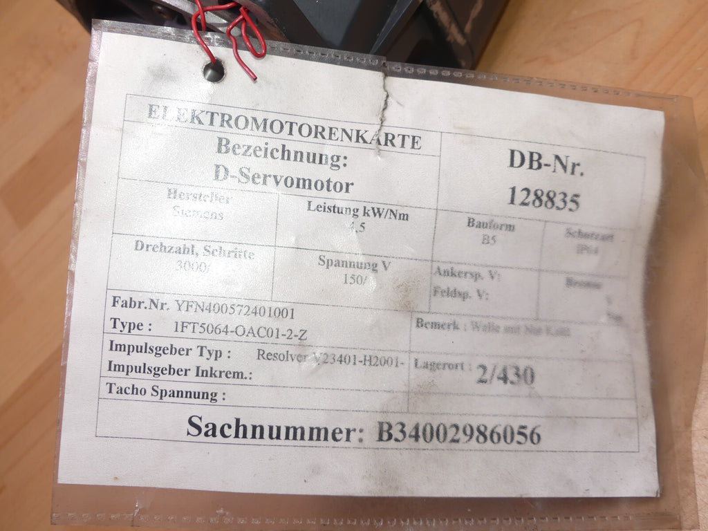 Siemens Servomotor 1FT5064-0AC01-2-Z