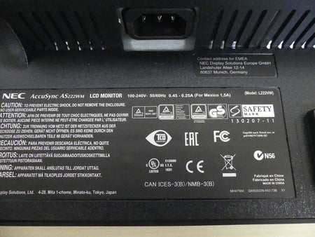NEC ACCUSYNC AS222WM LCD Monitor L222VW