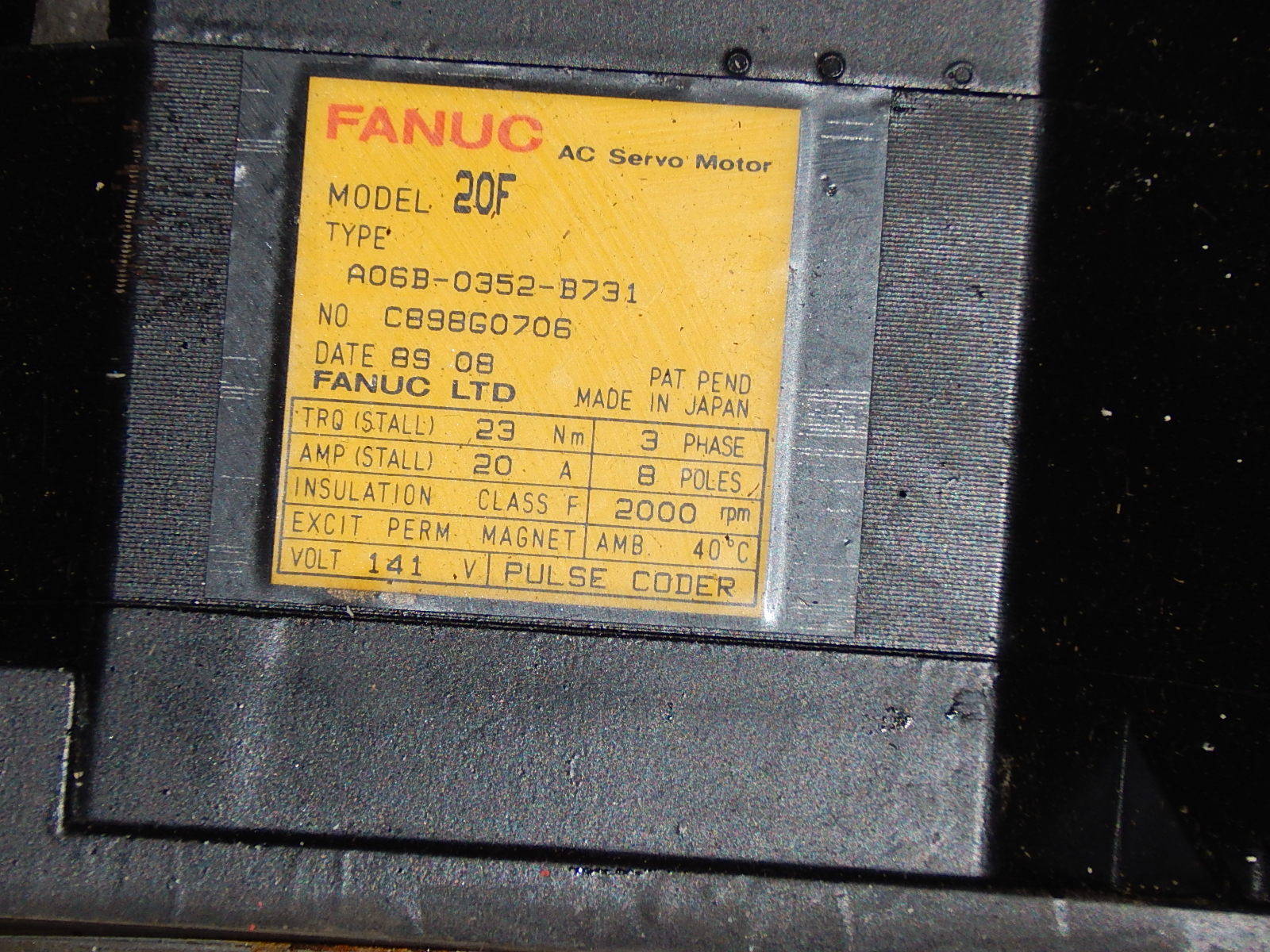 Fanuc A06B-0352-B731 AC Servo Motor  Used