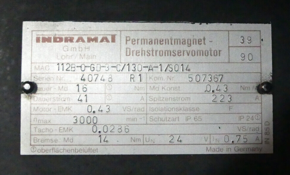 INDRAMAT MAC112B-0-GD-3-C/130-A-1/S014
