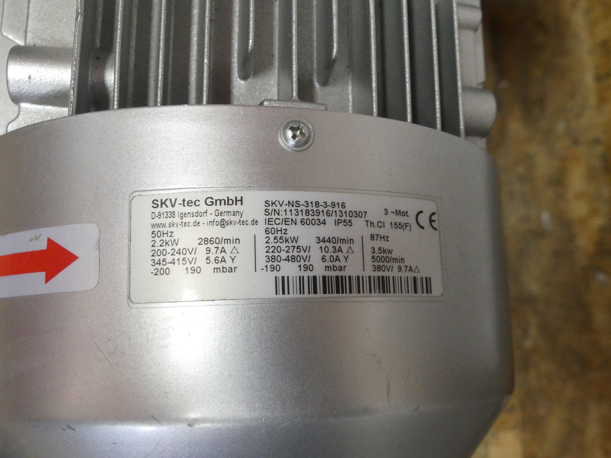 SKV-Tec SKV-NS-318-3-916 Seitenkanalverdichter Ringverdichter 2.2 kW 2860/min