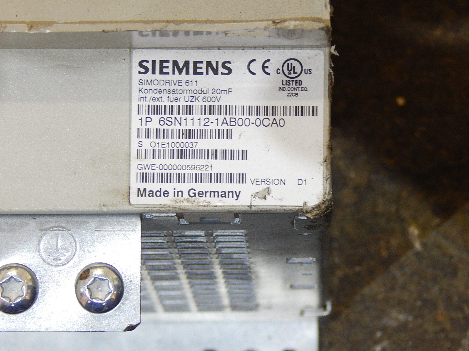 Siemens Simodrive Kondensatormodul 6SN1112-1AB00-0CA0 Version: D1 Ungeprüft