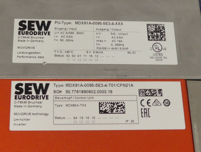 SEW MDX91A-0095-5E3-4-T02/CES11A/CFN21A