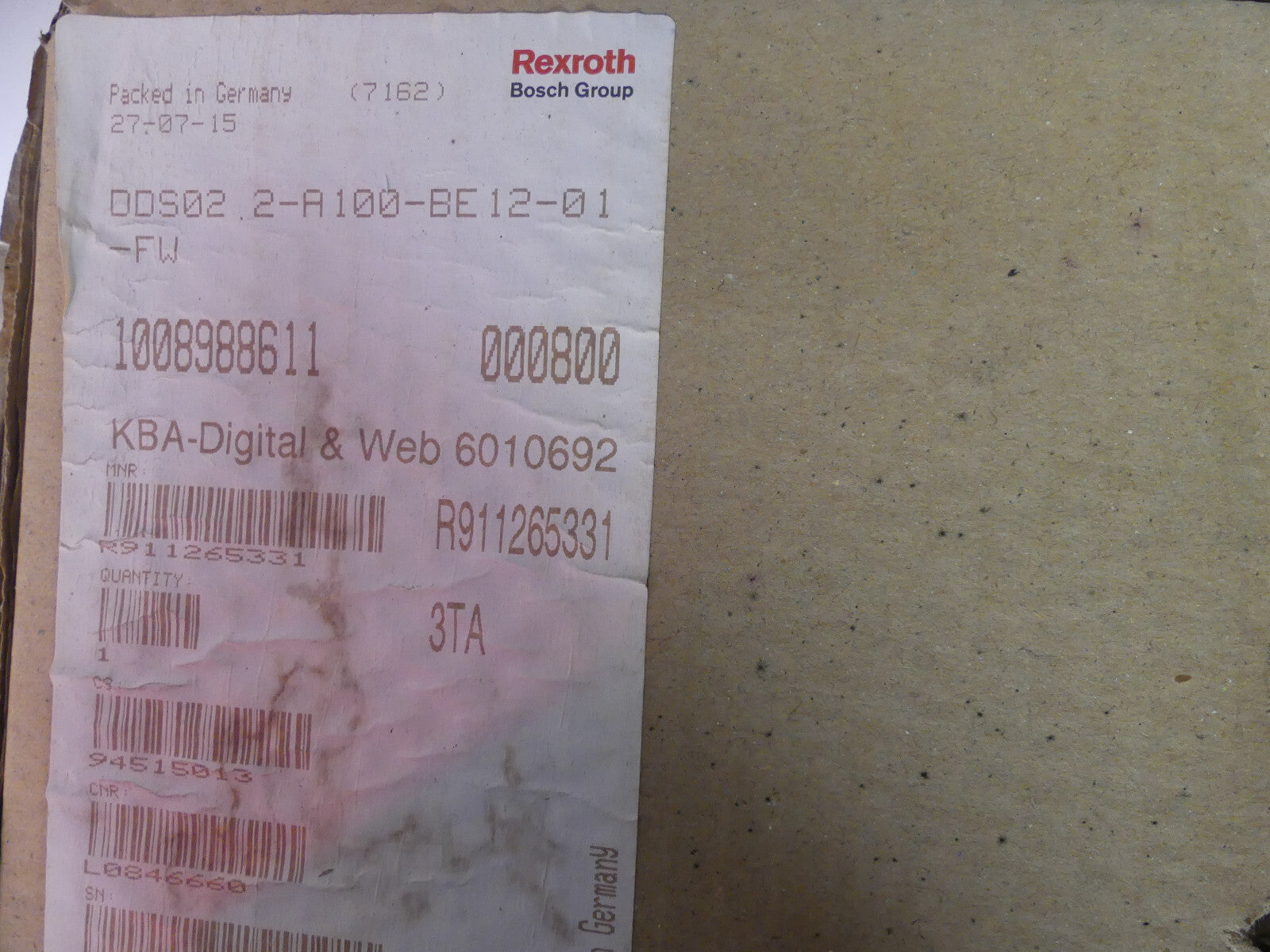 Indramat Rexroth AC Servo DDS02.2-A100-BE12-01-FW