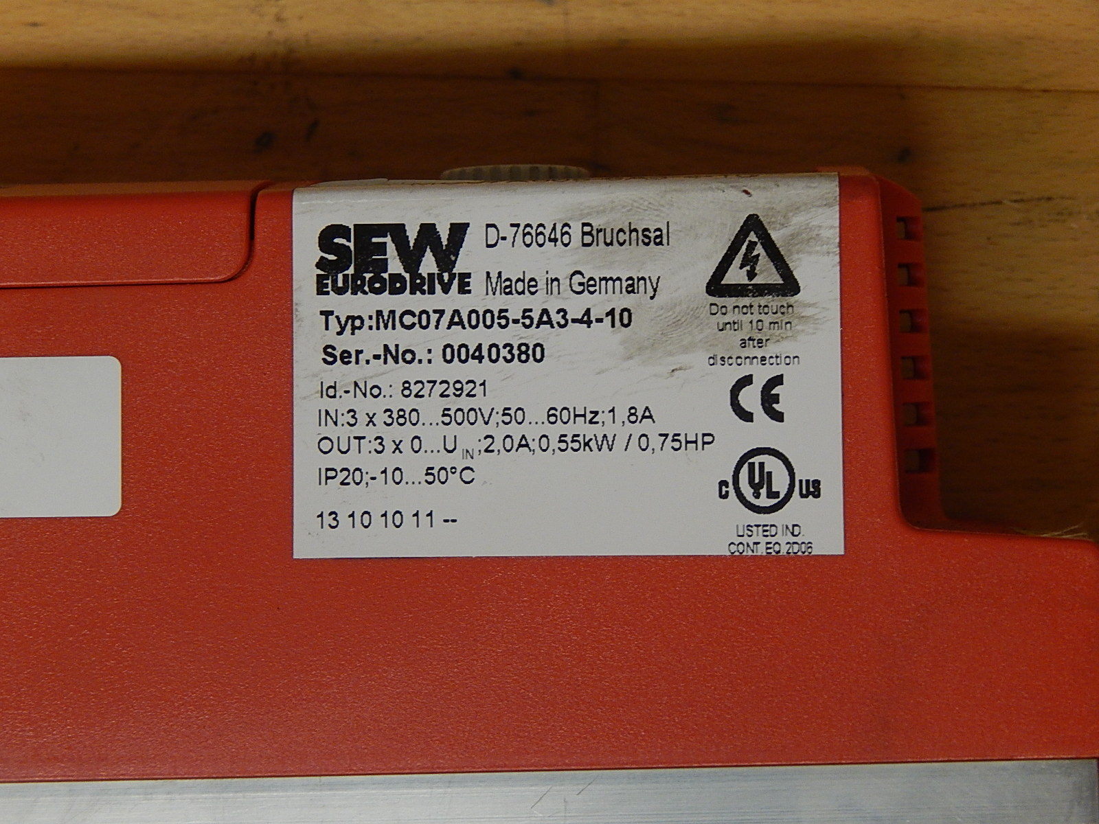 SEW EURODRIVE MOVITRAC MC07A005-5A3-4-10