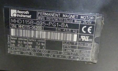Indramat Rexroth MHD115B-035-PG1-BA Servomotor used