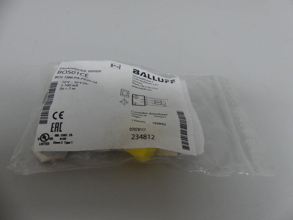 Balluff Photoelectric Sensor BOS01CE  BOS 18M-PA-PR20-S4
