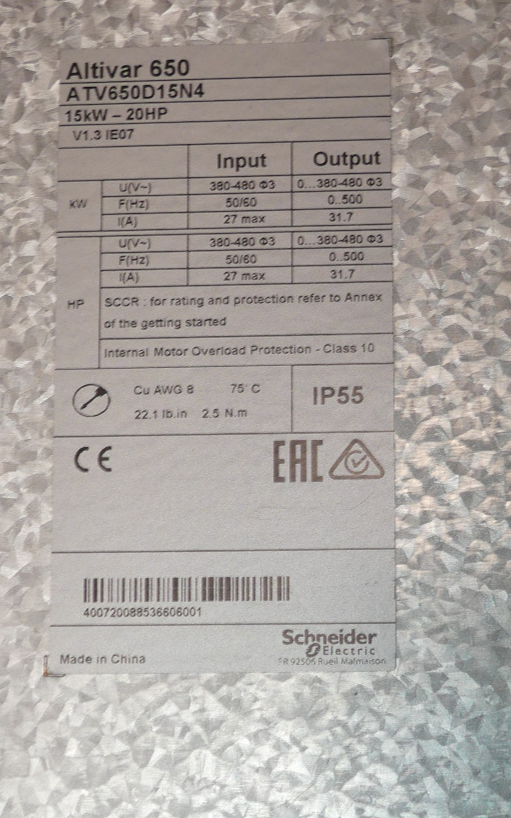 Schneider Electric ALTIVAR650 TV650D15ND