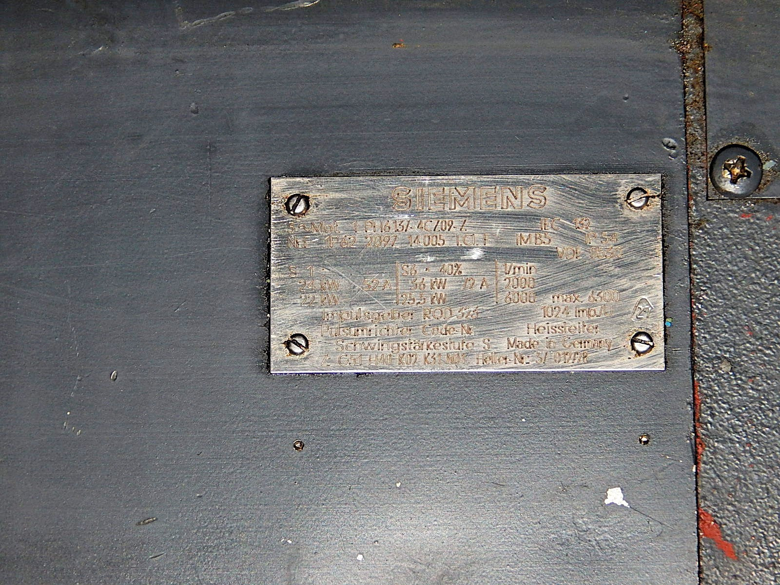 Siemens 3~Mot.1 PH6137-4CZ09-Z Used