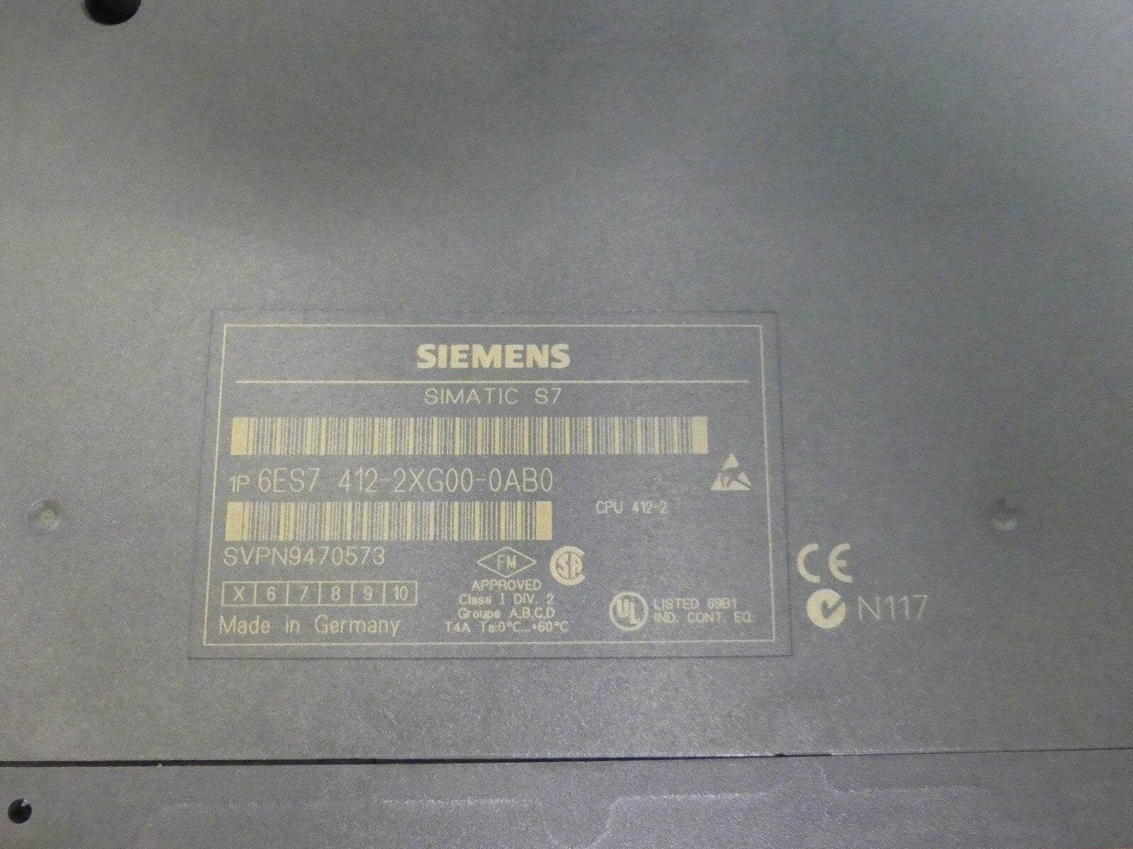 SIEMENS SIMATIC S7   6ES7 412-2XG00-0AB0   6ES7412-2XG00-0AB0