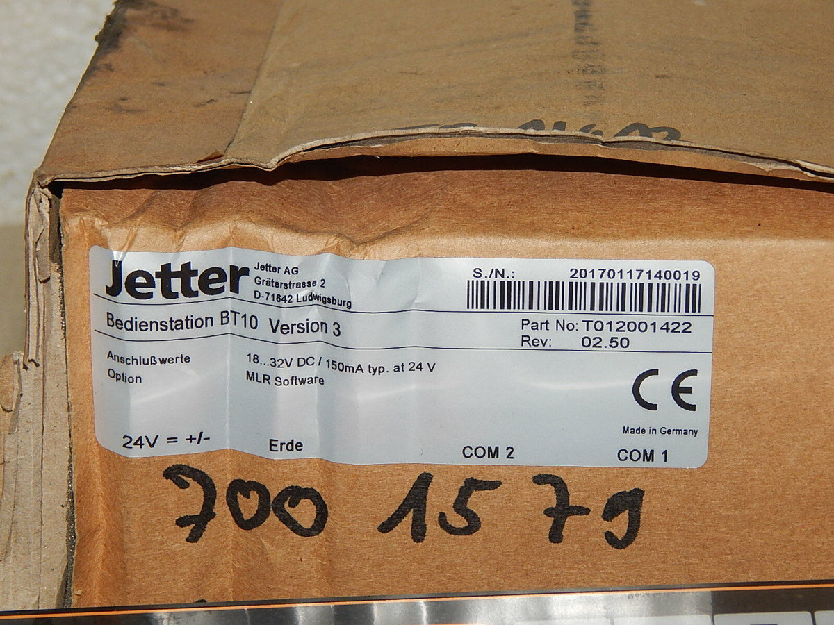 Jetter Bedienterminal BT 10 Version 3 Part No:T012001422  New