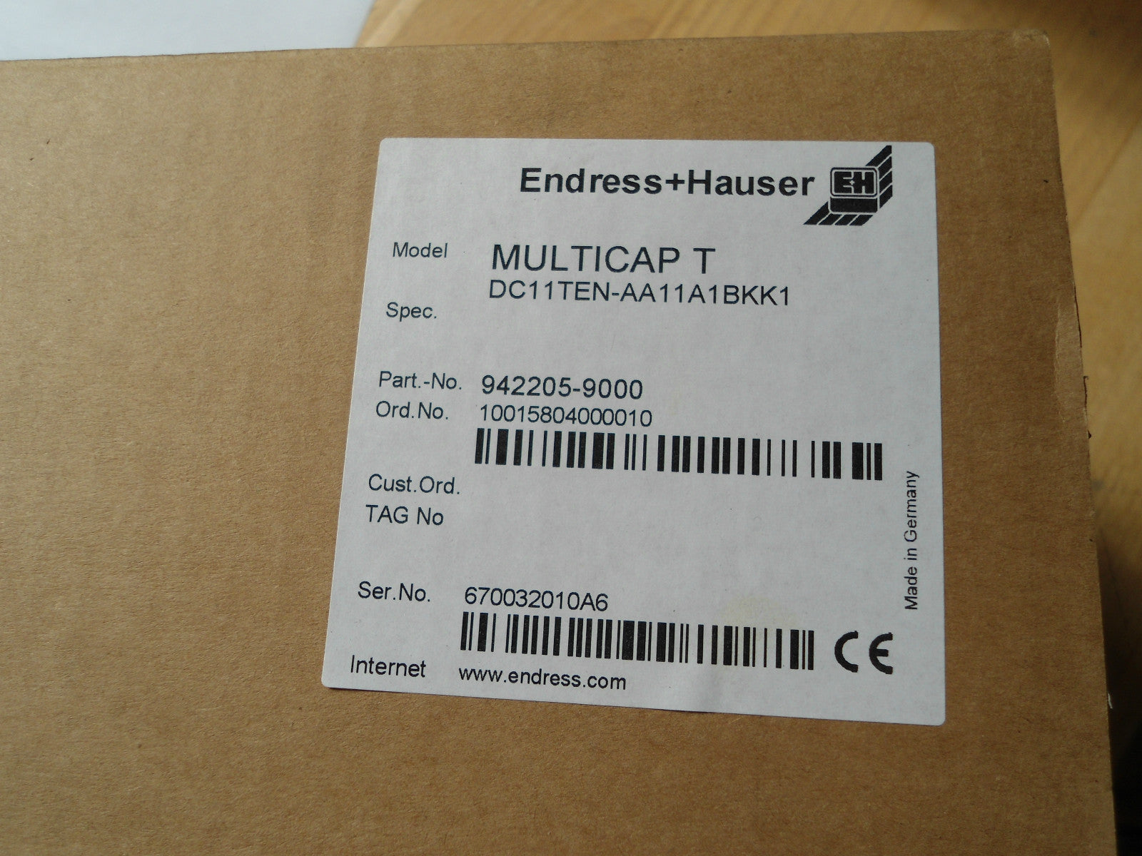 Endress+Hauser Multicap T DC11TEN-AA11A1BK1