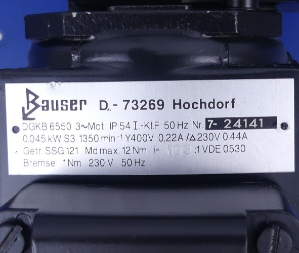 Bauser DGKB 6550 3~Motor Getr. SSG 121