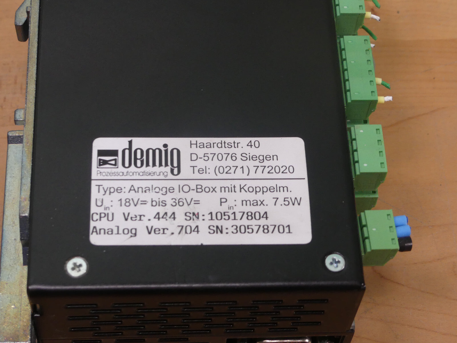 Demig Analoge IO-Box Koppelmodul CPU Version 444 Demig Prozessautomatisierung