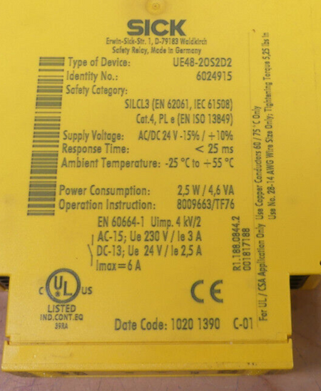 Sick Sicherheitsschaltgerät Auswereeinheit UE48-2OS3D2