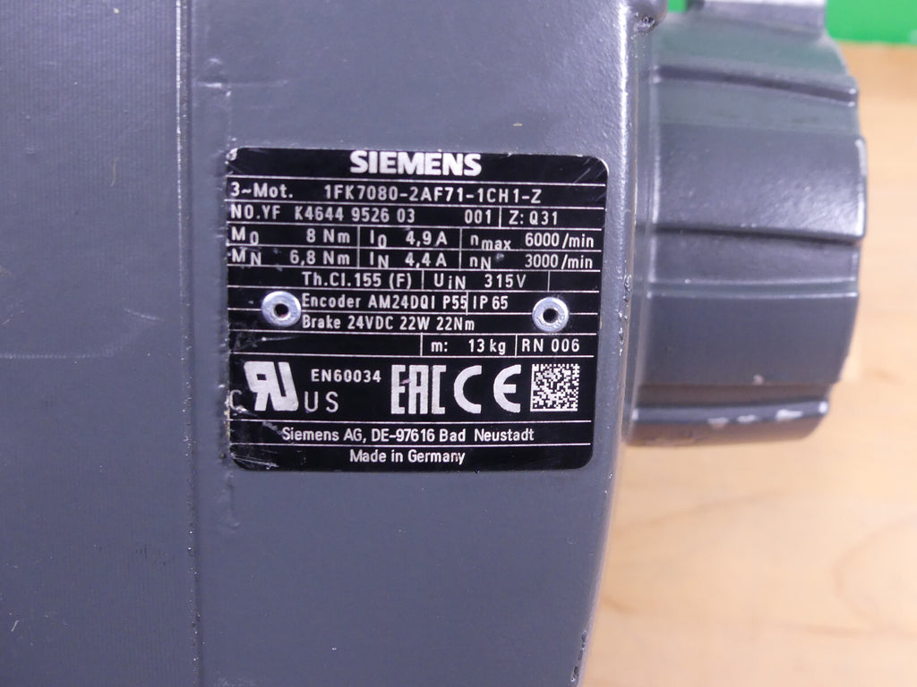 Siemens SIMOTICS S Synchronmotor 1FK7080-2AF71-1CH1-Z