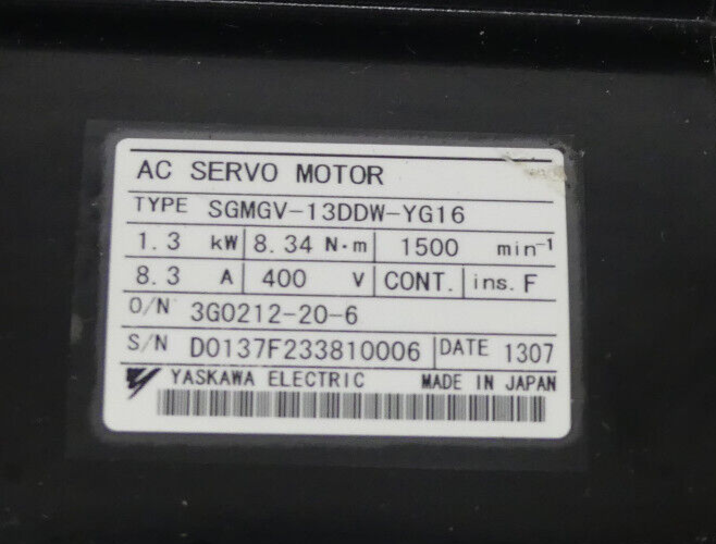 YASKAWA SERVOMOTOR SGMGV-13DDW-YG16