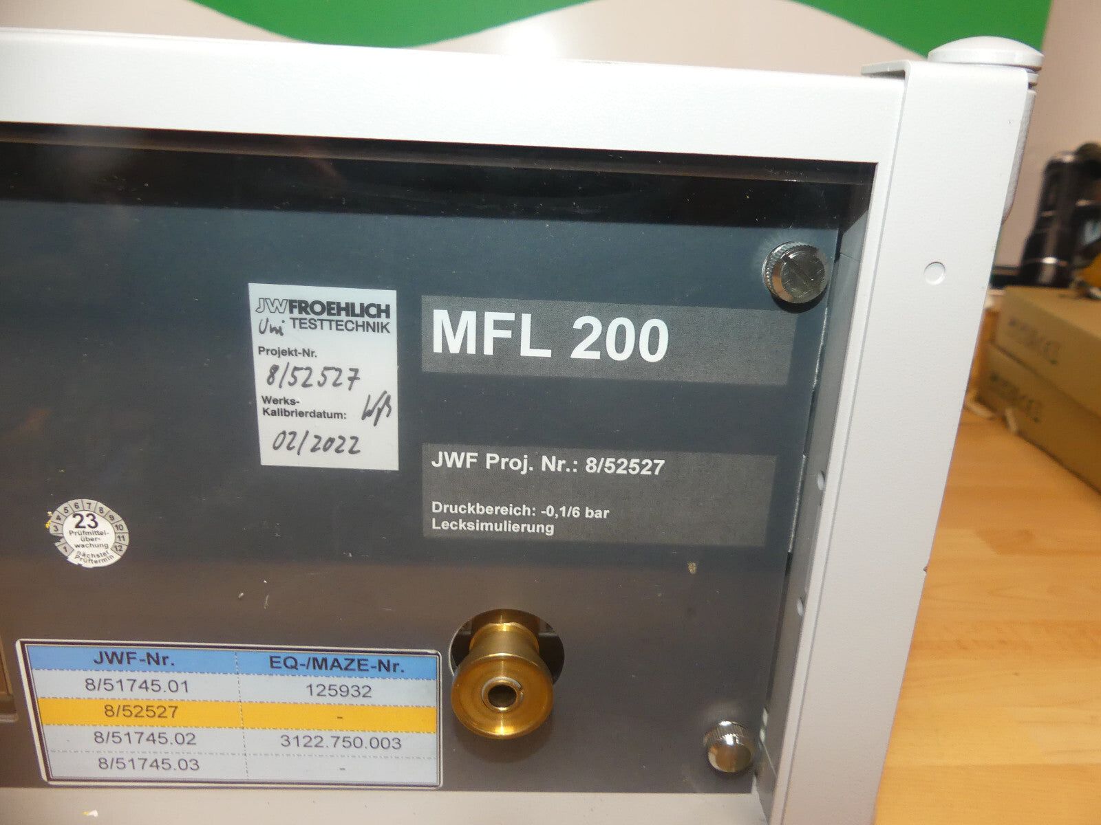 JW FROEHLICH MFL 200 LECKTESTGERÄT LEAK TEST DICHTHEITSPRÜFUNG 0,1/6   BJ.2014