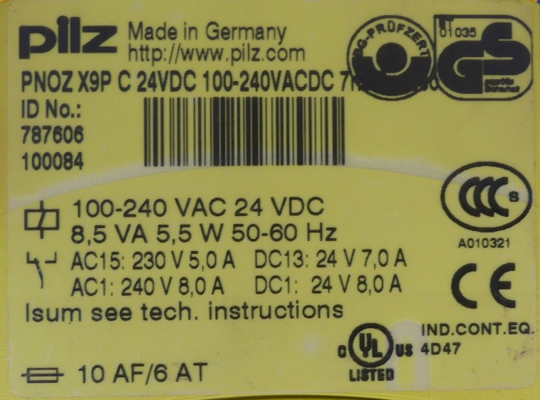 pilz PNOZ X9P C 24VDC 100-240VACDC 7n Sicherheitsschaltgerät 787606100085