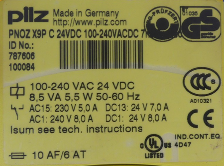 pilz PNOZ X9P C 24VDC 100-240VACDC 7n Sicherheitsschaltgerät 787606100085