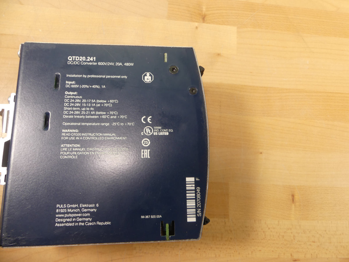 PULS QTD20.241  DC/DC-Wandler 600V/24 V 20 A 480W Ohne verpackung