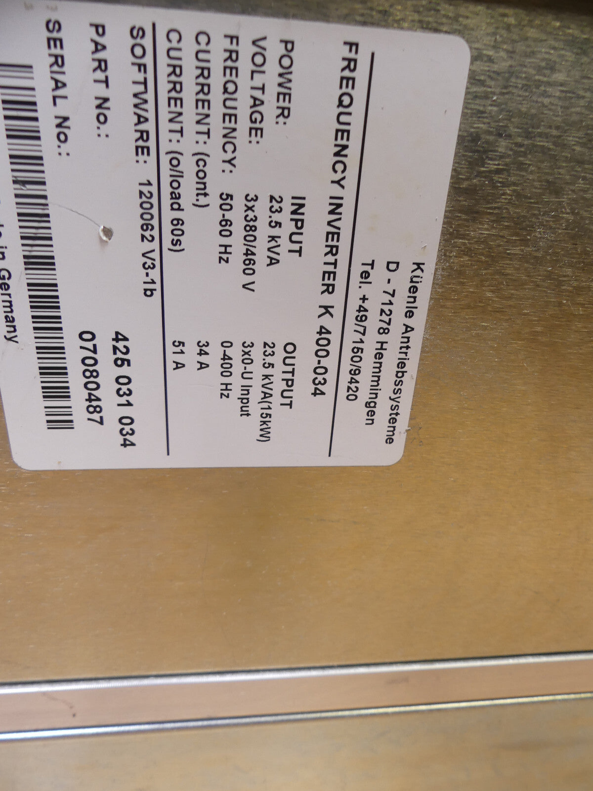 Küenle VECTRON VCB 400-034 Frequenzumrichter VCB400034 15 kw s.Bilder