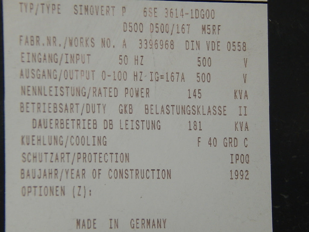  Siemens Simovert   Transistorpulsumrichter 6SE 3614-1DG00  // 6SE3614-1DG00