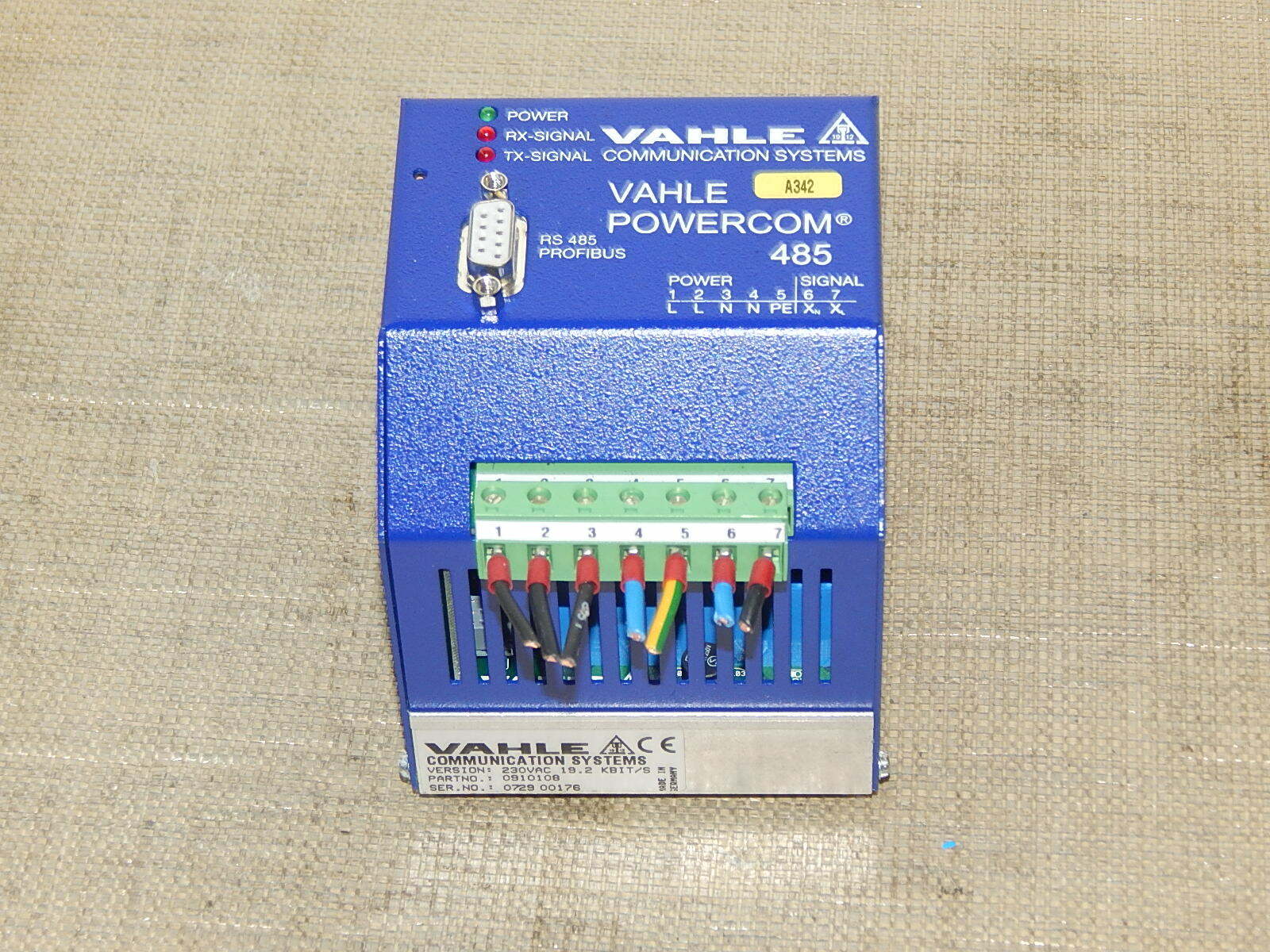 VAHLE Communication Systems Powercom 485,230 VAC 19.2 KBIT/S,0910108 used