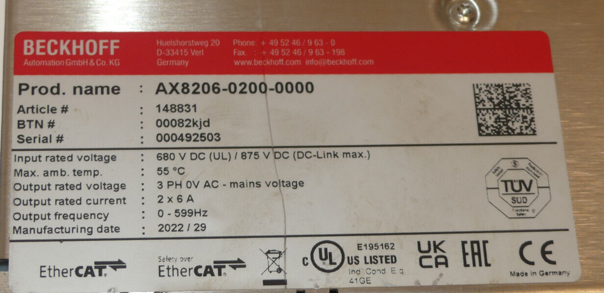 Beckhoff AX8206-0200-0000 Doppelachsmodul Leicht Beschädgit s.Bilder