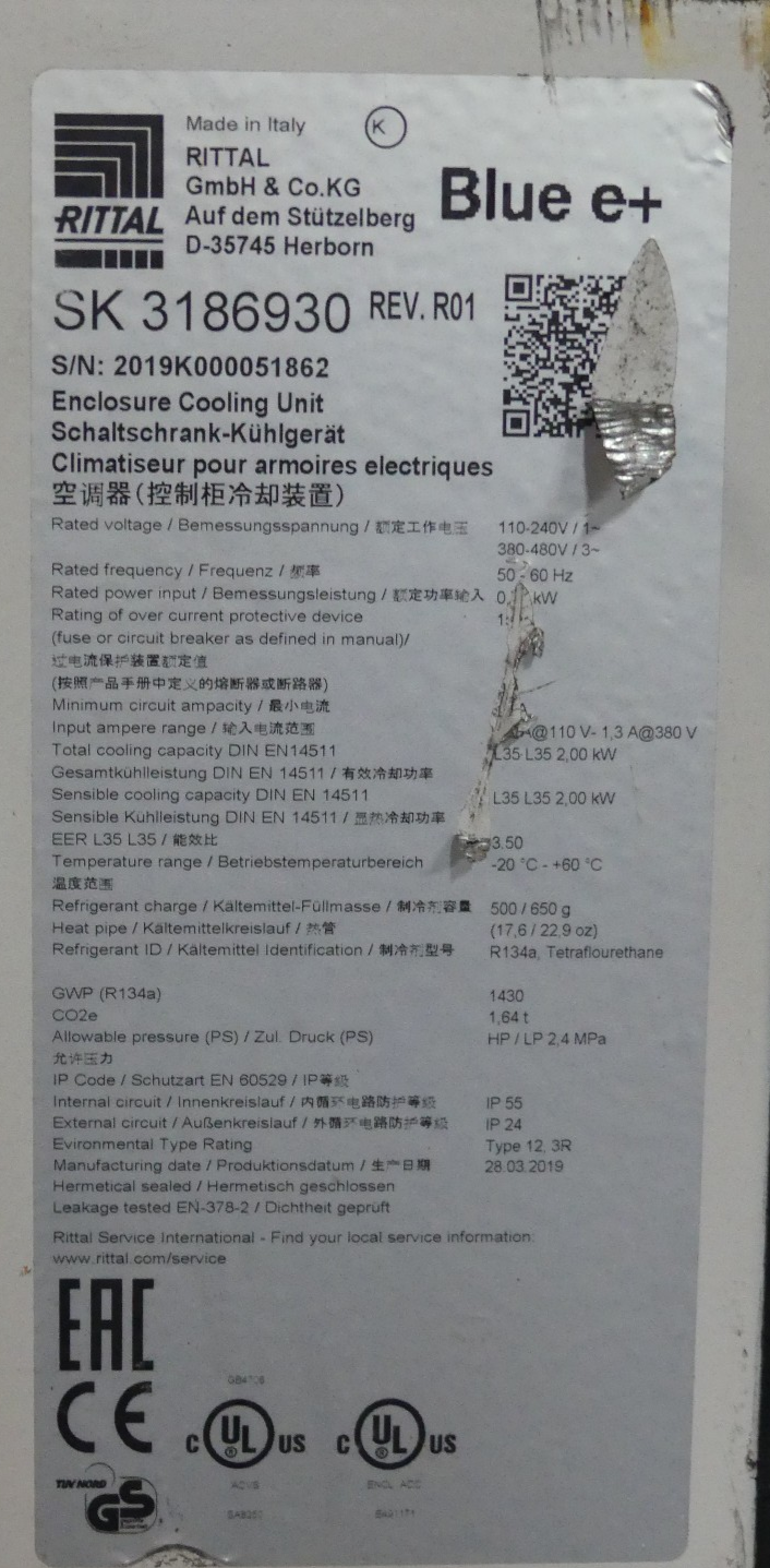 Rittal SK 3186930  SK3186.930  BLUE E+  Wandanbau-Kühlgerät
