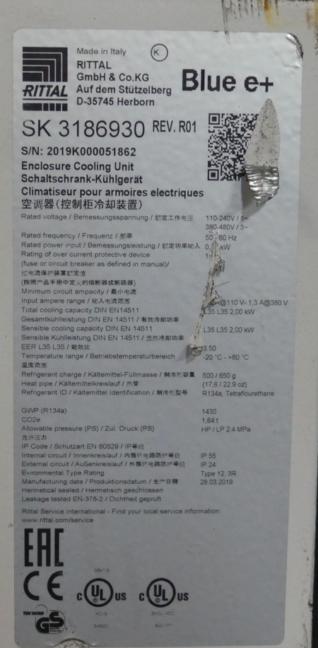 Rittal SK 3186930  SK3186.930  BLUE E+  Wandanbau-Kühlgerät