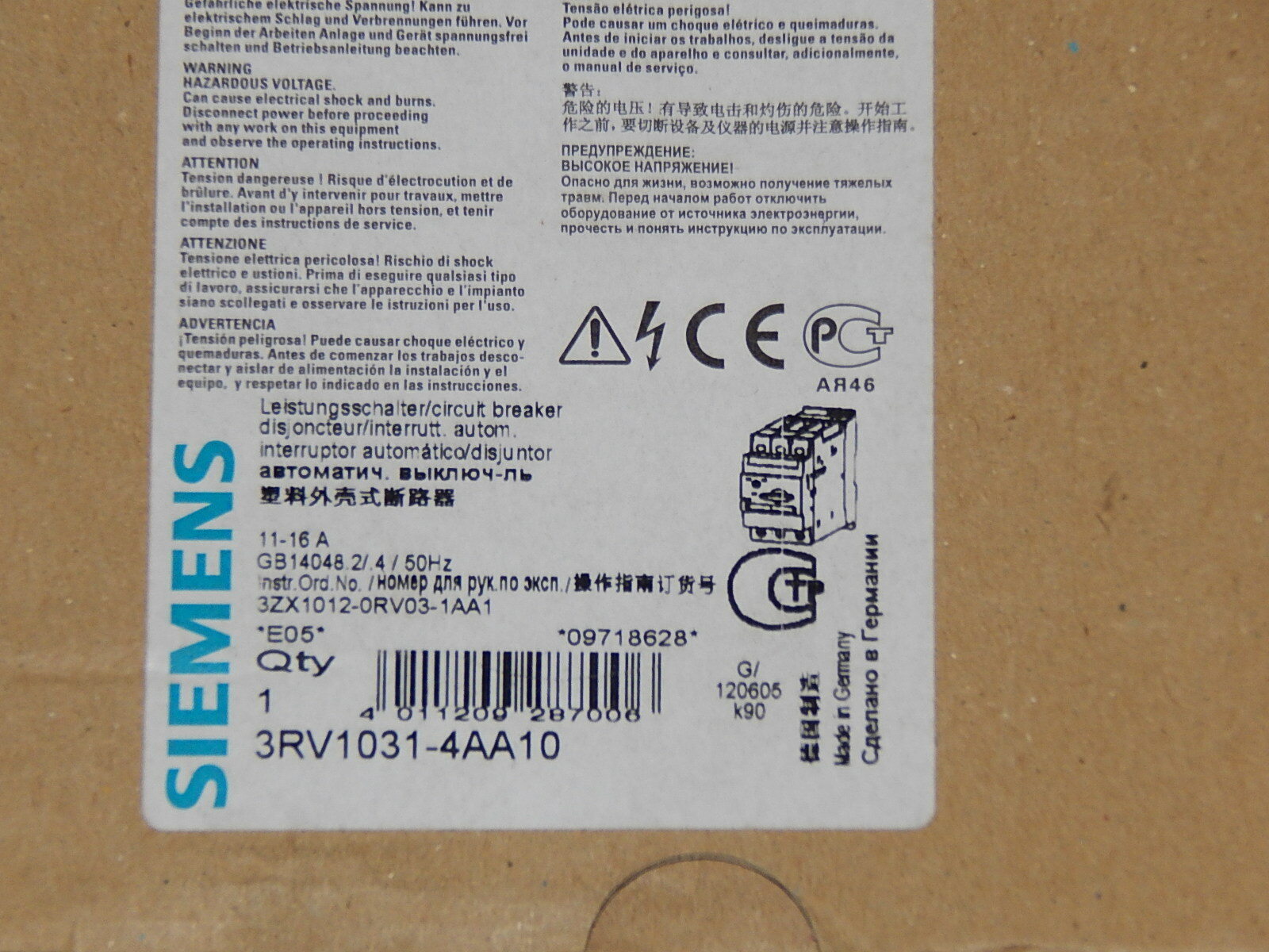  Siemens Sirius 3RV1031-4AA10 Motorschutzschalter Leistungsschalter 11-16A 