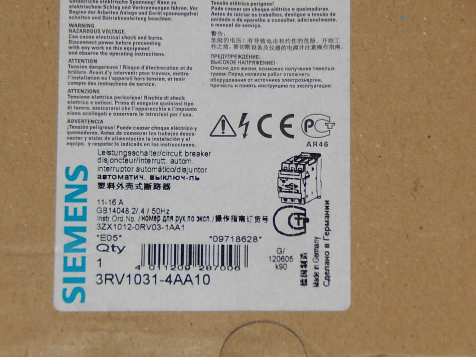  Siemens Sirius 3RV1031-4AA10 Motorschutzschalter Leistungsschalter 11-16A 