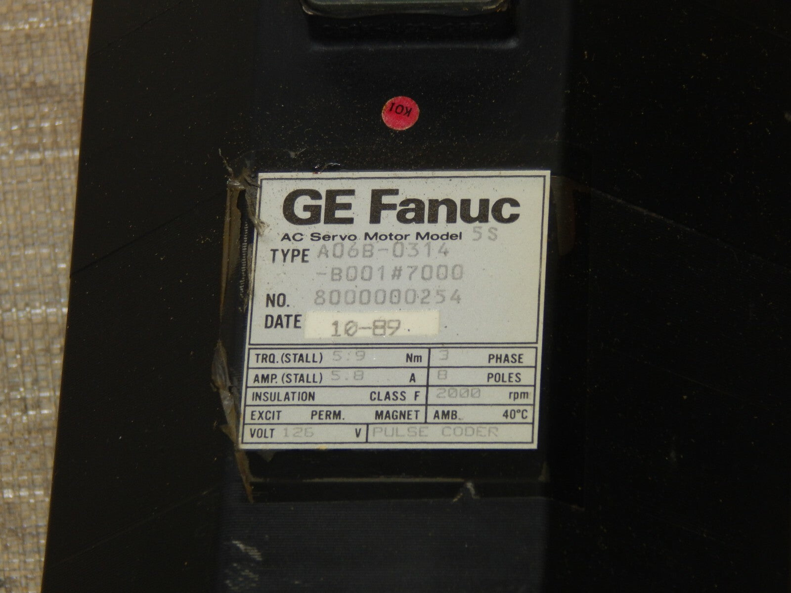 Fanuc A06B-0314-B001 # 7000 AC Servo Motor Model 5S used