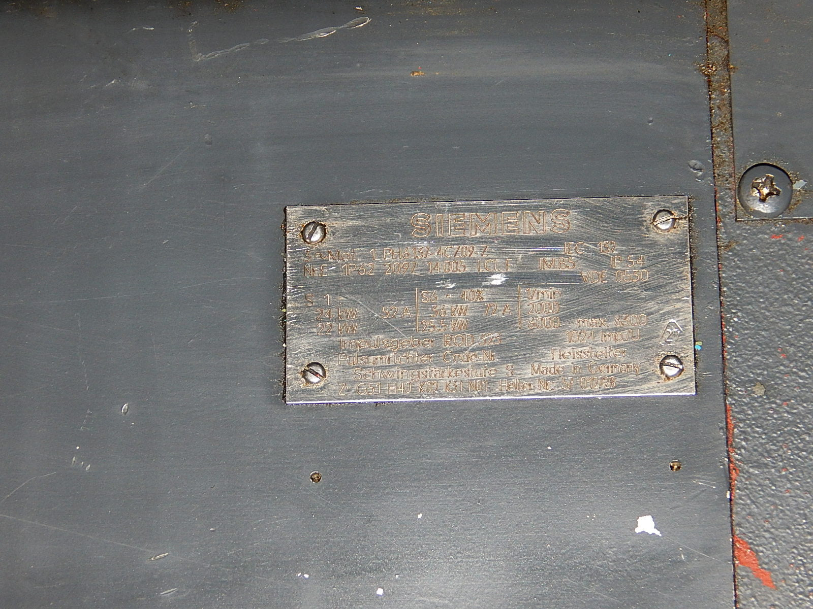 Siemens 3~Mot.1 PH6137-4CZ09-Z Used