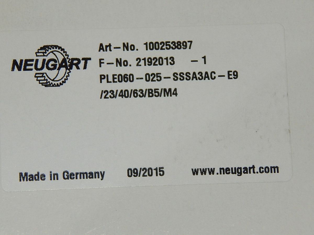 Neugart PLE 60 PLE60 i = 25   100253897 Aufsteckgetriebe  New