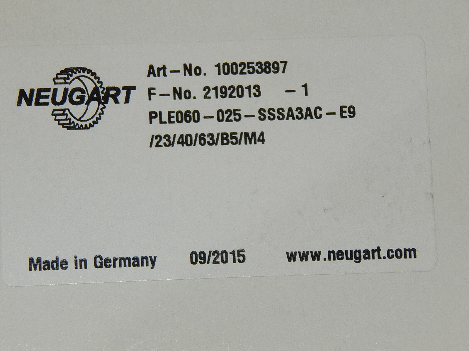 Neugart PLE 60 PLE60 i = 25   100253897 Aufsteckgetriebe  New