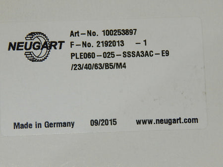 Neugart PLE 60 PLE60 i = 25   100253897 Aufsteckgetriebe  New