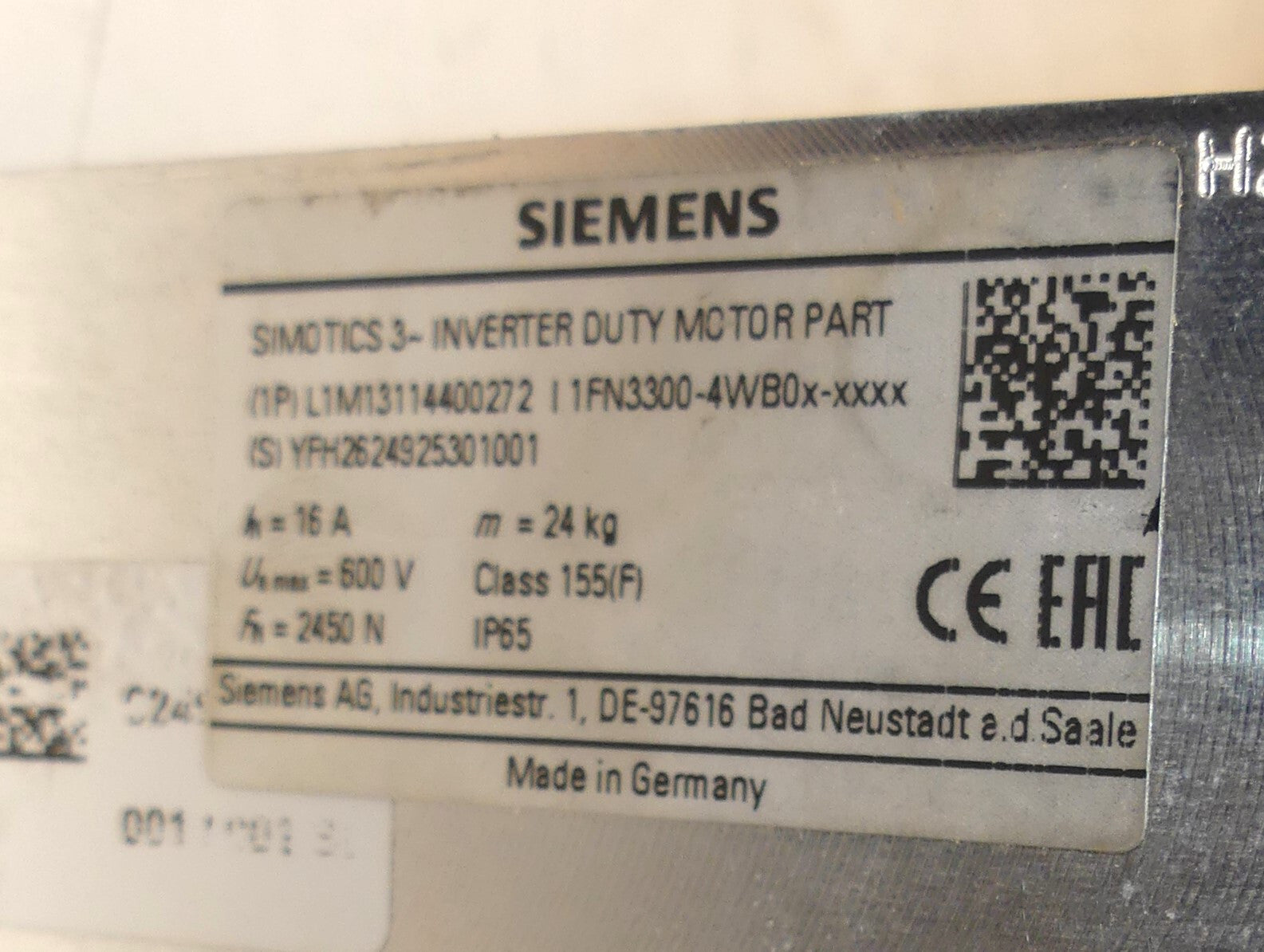SIEMENS L1M13114400272  1FN3300-4WB0x-xxxx  MOTOR PRIMARY PART s.Bilder