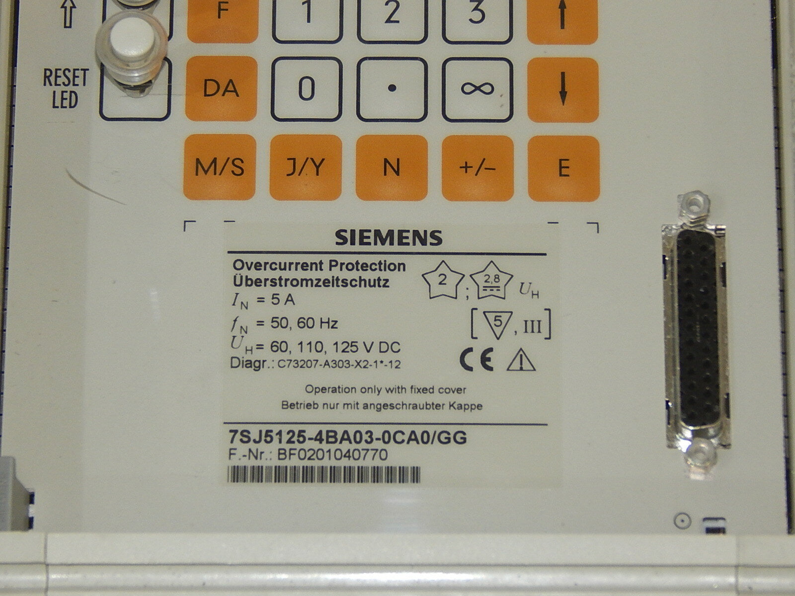  Siemens 7SJ5125-4BA03-0CA0/GG Überstromzeitschutz  neu ohne OVP