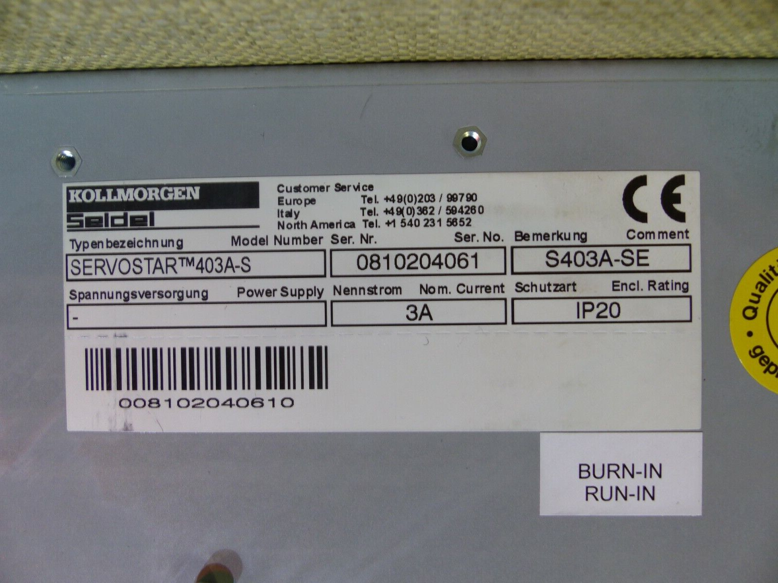 Kollmorgen Servostar 403A-S S403A-SE