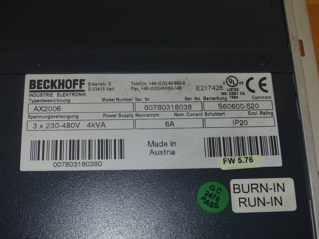 Beckhoff   AX2006   S60600-520