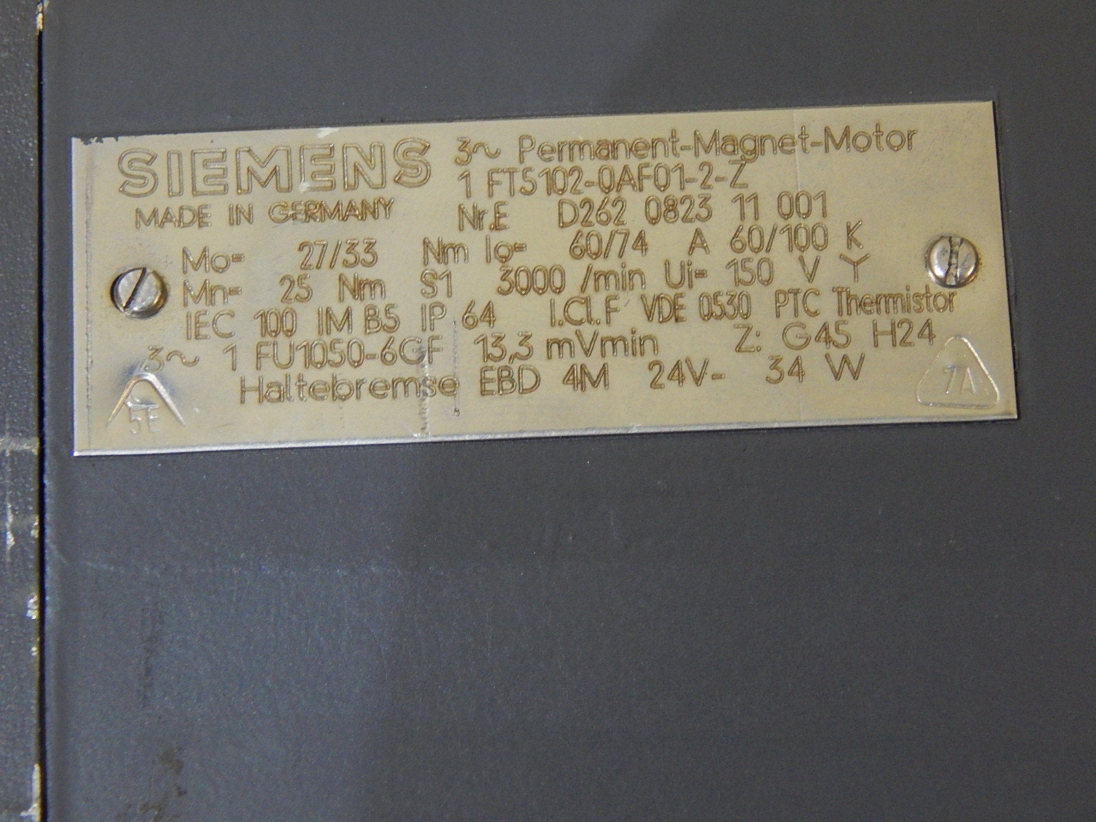 Siemens Permanent Magnet Motor 1FT5102-0AF01-2-Z + Heidenhain Drehgeber ROD 426B