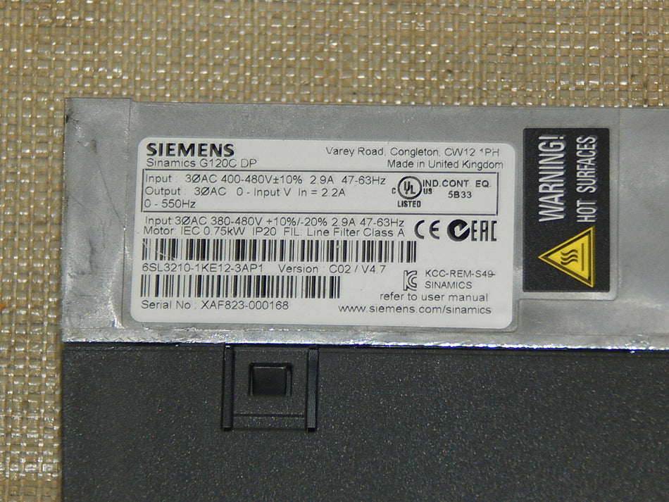 Siemens Sinamics G120C DP 6SL3210-1KE12-3AP1  Used